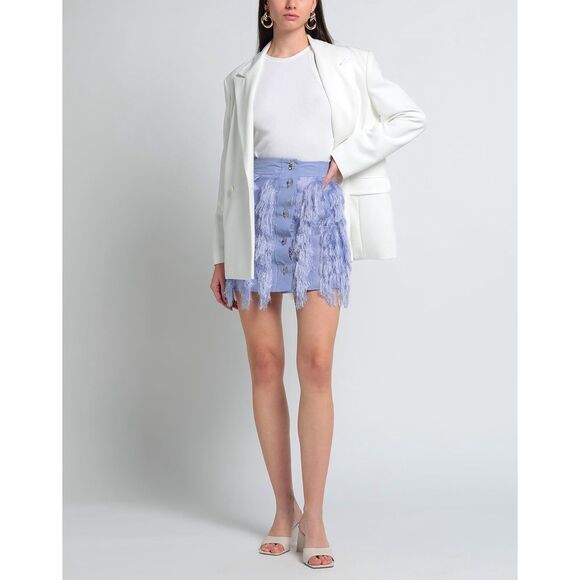 NWT GANNI Fringe Buttoned Mini Skirt in Persian Violet Purple Size 6 (EU38) - Picture 2 of 13